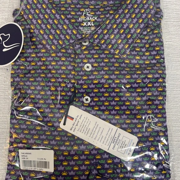 Rhoback Men's Crown Pattern Shirt - Purple and Yellow - Picture 5 of 5